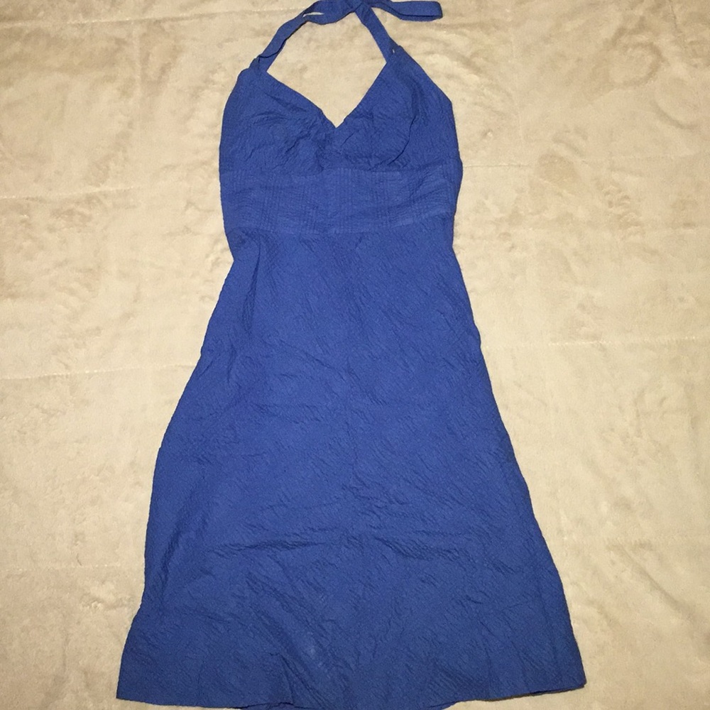 J. Crew Blue cotton halter dress